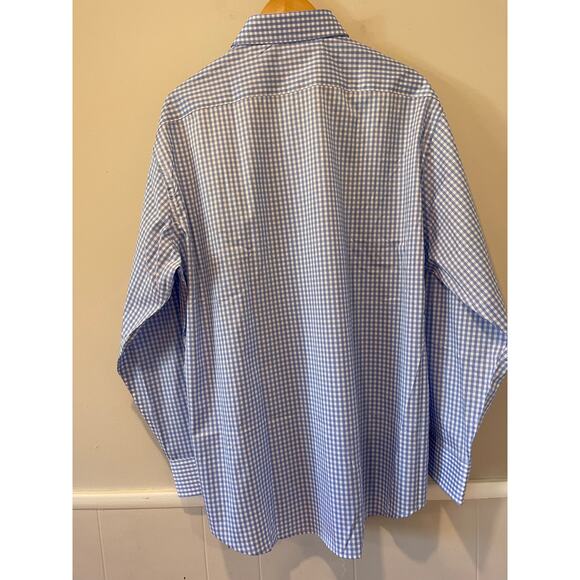 Tailor Byrd Men’s Stretch‎ Performance Button Down Light Blue Gingham Plaid XXL - Picture 8 of 8